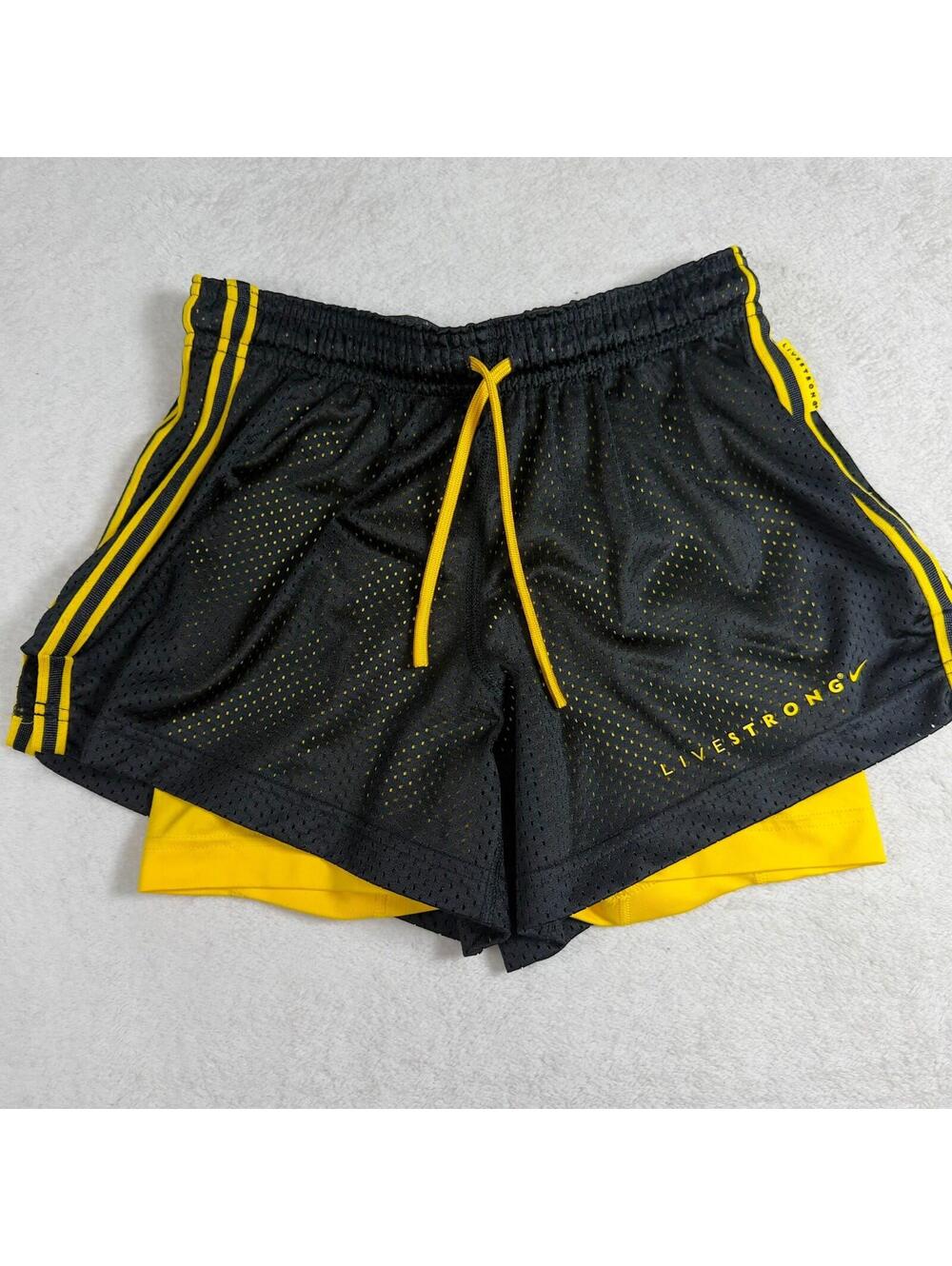 Nike Dri-Fit Shorts LiveStrong Black/Yellow Shorts Womens Extra‎ Small